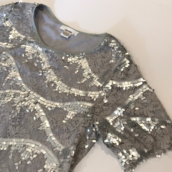 SANS SOUCI Gray Sequined Crop Top sz Med - Picture 3 of 8